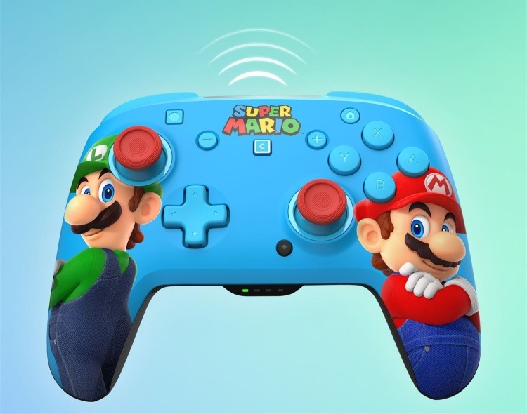 Bezdrôtový gamepad Turtle Beach s motívom Mario a Luigi.
