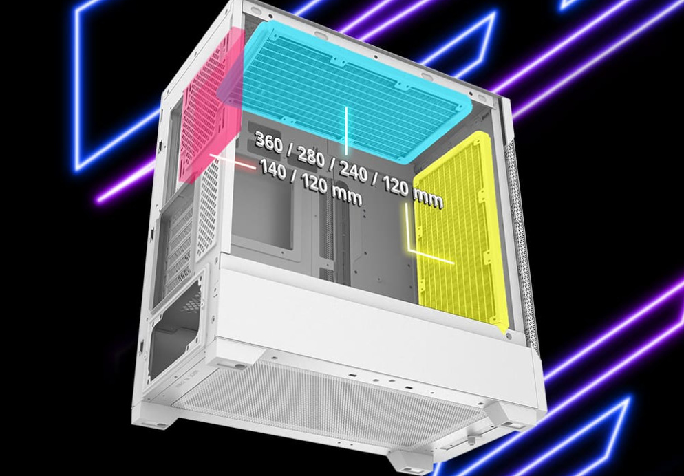 Case ADATA XPG Starker Air BTF čierna ADATA XPG Starker Air BTF podporuje až 360mm chladič