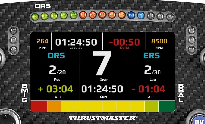 Volant Thrustmaster Formule Ferrari SF-25 edice Add-On, PC , PS5/4 čierny Horná časť volantu s LED diódami a nápisom DRS