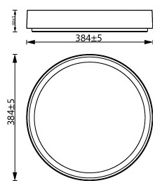 LED stropné svietidlo Philips Hanno SS RD 24W 27K B_G čierne Rozmery svietidla Philips Hanno s priemerom 384 mm a výškou 40 mm