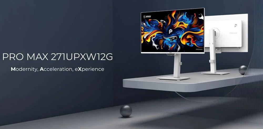 Elegantný Monitor v bielom prevedení MSI PRO MAX 271UPXW12G krásne vyniká v celej svojej kráse.