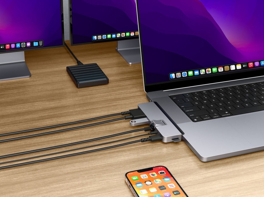 USB Hub Targus USB-C HD7-in-2 /1× USB 3.0, 2× USB-C, HDMI, Jack 3,5 mm, LAN, microSD na MacBook a NTB sivý Targus HyperDrive DUO PRE 7-in-2 (HD575-GRY-GL)