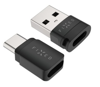 Redukcia FIXED hliníkový USB-C/C a USB-C/U, Data blocker 2 v 1 v čiernej farbe