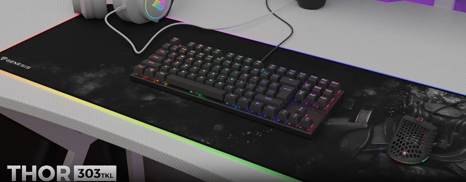 Klávesnica Genesis THOR 303 TKL, RGB, Outemu Peach Silent, US layout čierna Genesis Thor 303 TKL