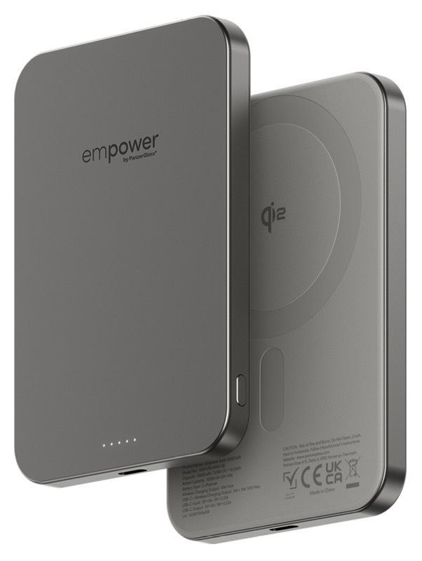 Powerbanka PanzerGlass s kapacitou 5 000 mAh, šedá farba, rýchle nabíjanie
