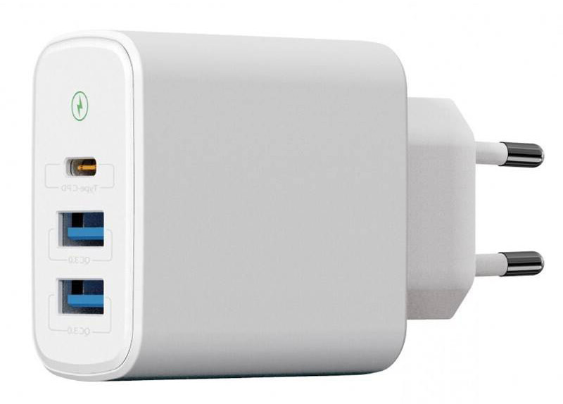 Nabíjačka do siete WG 2x USB/1x USB-C PD 20W biela WG 2×USB / 1× USB-C PD 20 W
