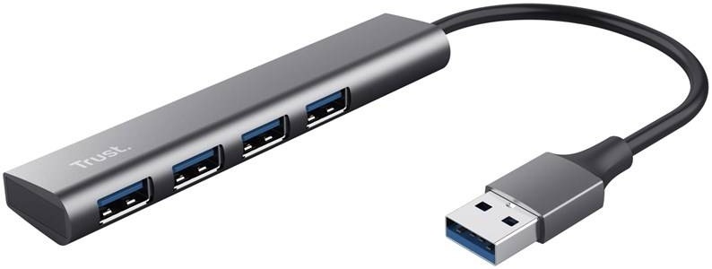 USB Hub Trust Halyx Aluminium USB/4x USB 3.2 Gen1 strieborný