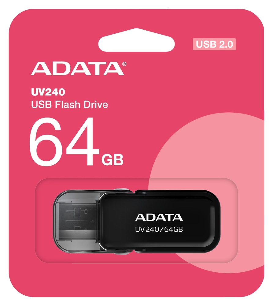 Flash USB ADATA Dash Drive UV240 64GB USB 2.0 slúži na pripojenie k počítaču televízii, herným konzolám
