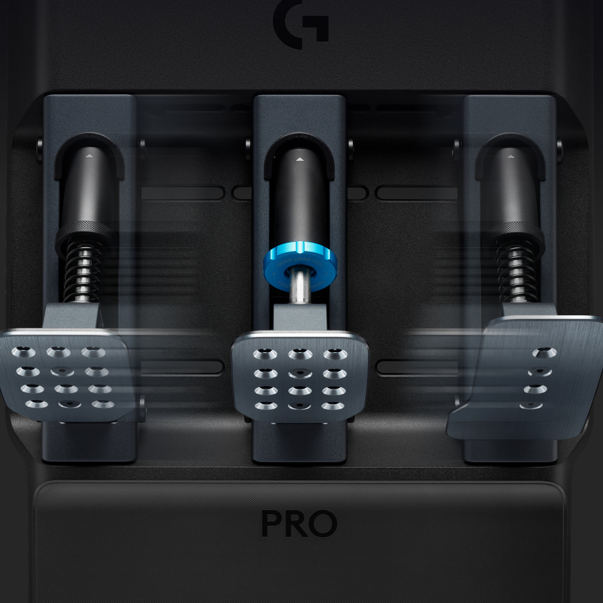 Pedále Logitech G PRO Racing Pedals čierne Nastaviteľné rozloženie troch pedálov Logitech G PRO Racing Pedals