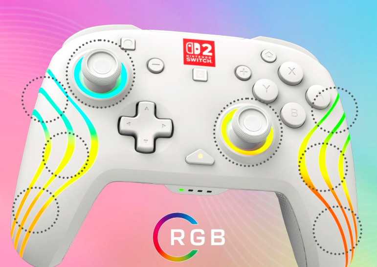 Gamepad Turtle Beach Afterglow Wave Wireless RGB, NS2 biely Osem samostatných RGB zón bieleho gamepadu Afterglow Wave s farebnými efektmi