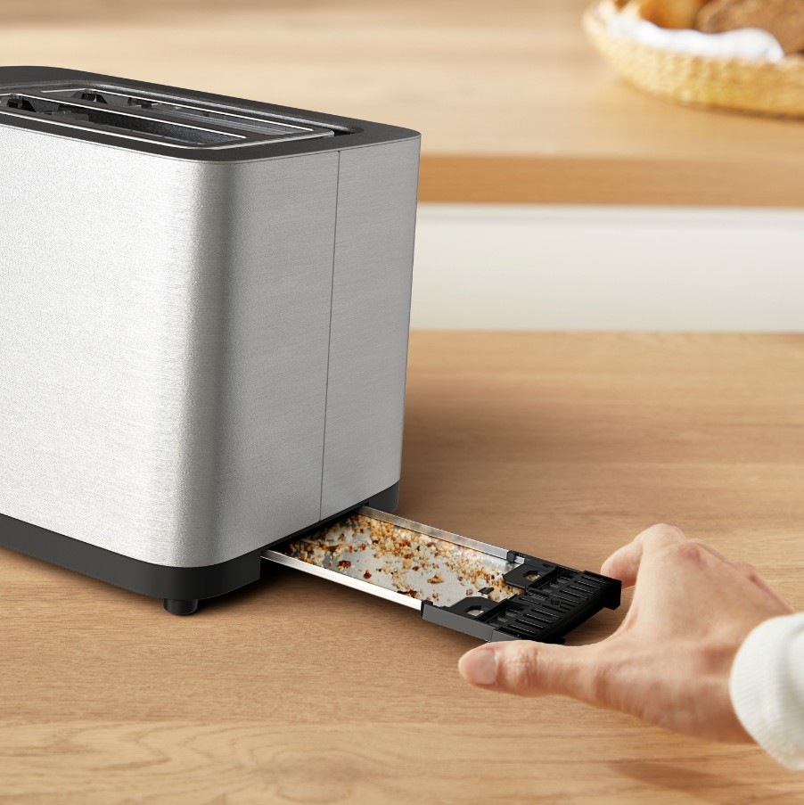 Hriankovač Tefal TT650DE0 Selection nerez Vyberateľná výsuvná priehradka na omrvinky