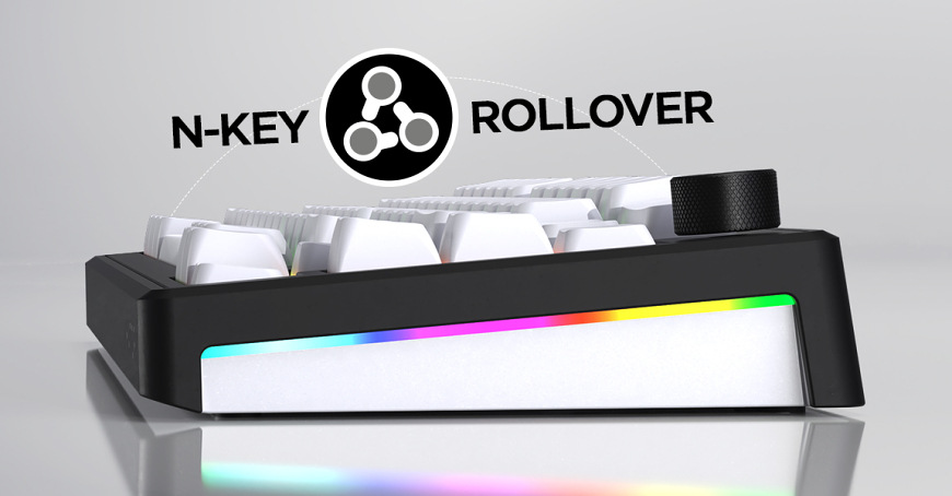 Bočné RGB osvetlenie klávesnice HATOR Skyfall Wireless a označenie N-Key Rollover