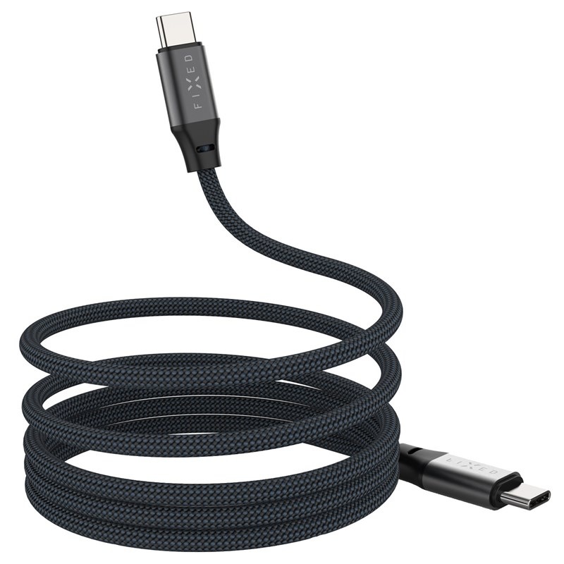 Kábel FIXED magnetický USB-C/USB-C, PD, 240W, 1,2m sivý