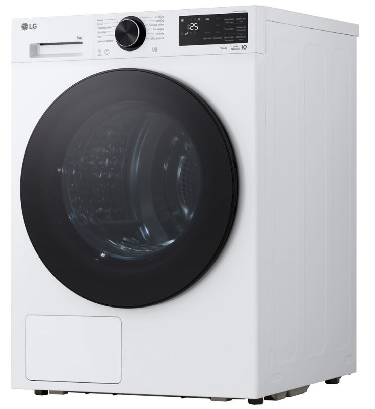 pohľad na bielu sušičku LG RHX5008TLB, na displeji svieti čas 1:25