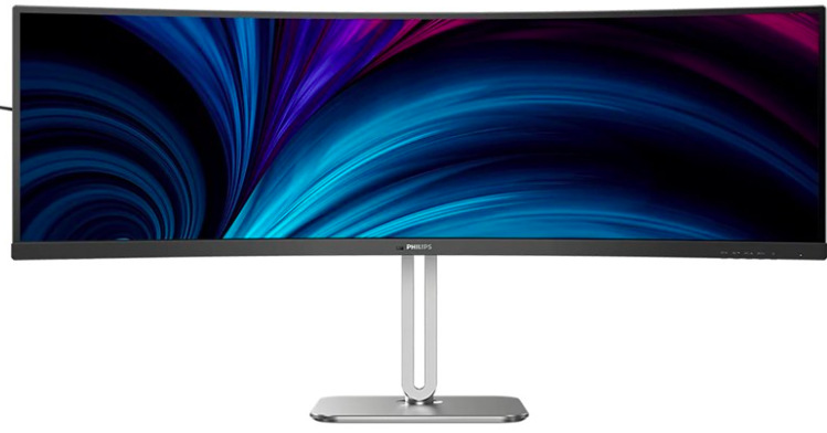 Prehnutý monitor Philips 49B2U5900C so 48,8″ obrazovkou a strieborným stojanom