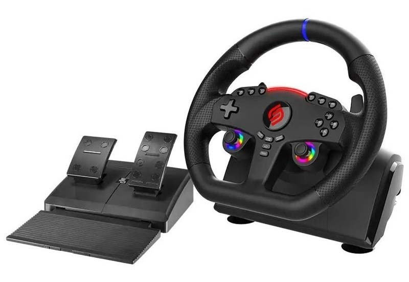 Súprava volantu a pedálov SUPERDRIVE 270 GT-5 v čiernej farbe.
