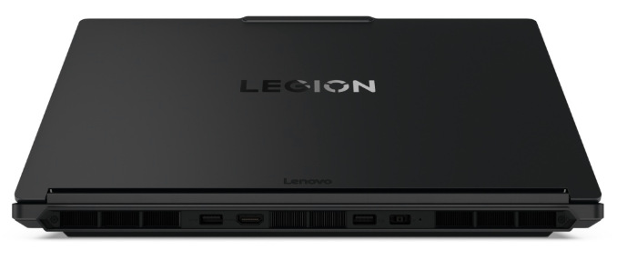 Notebook Lenovo Legion 5 15AHP11 čierny Zadná strana Lenovo Legion 5 15AHP11 s logom Legion, portami a ventilačnými otvormi
