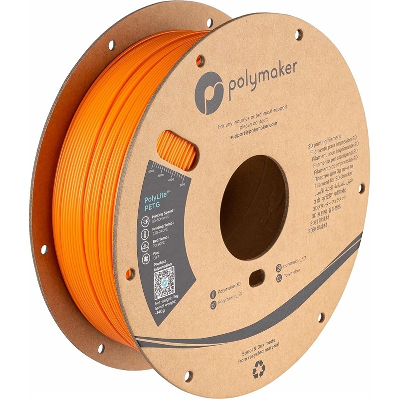 Tlačová struna (filament) Polymaker PolyLite PETG, 1,75 mm, 1 kg oranžový