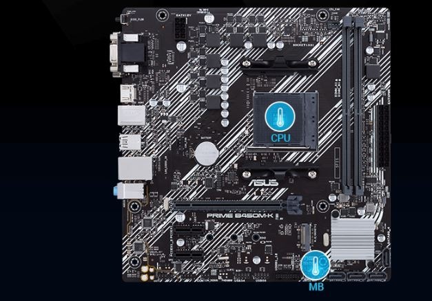 Základná doska Asus PRIME B450M-K II Základná doska Asus PRIME B450M-K II a chladenie