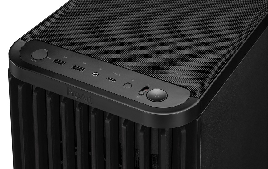 Case Asus ProArt PA401 WOOD METAL čierna Detail obrázku PC skrine.