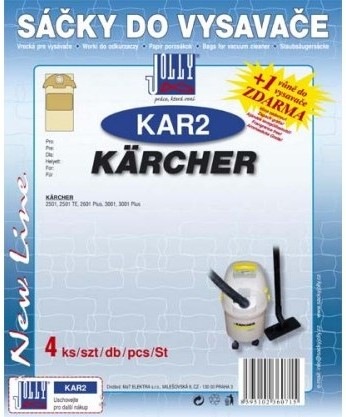 Vrecká do vysávača Jolly KAR2 pre Kärcher 2501, 2501 TE, 2601 Plus, 3001, 3001 Plus v počte 4 ks