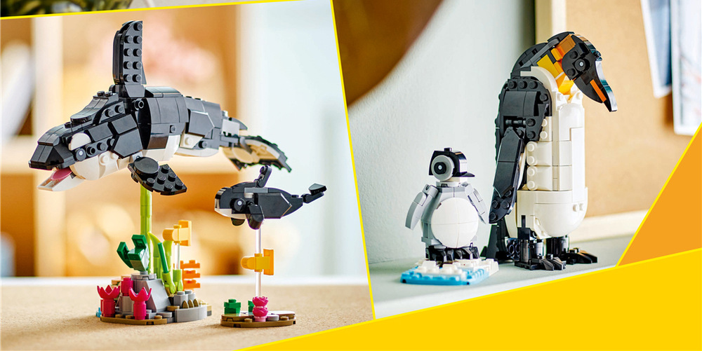 Stavebnica LEGO® Creator 3 v 1 31165 Divoké zvieratá: Pandia rodinka Z rovnakých kociek je možné zostaviť kosatku s mláďaťom a vytvoriť podmorskú scénu vhodnú aj na vystavenie.