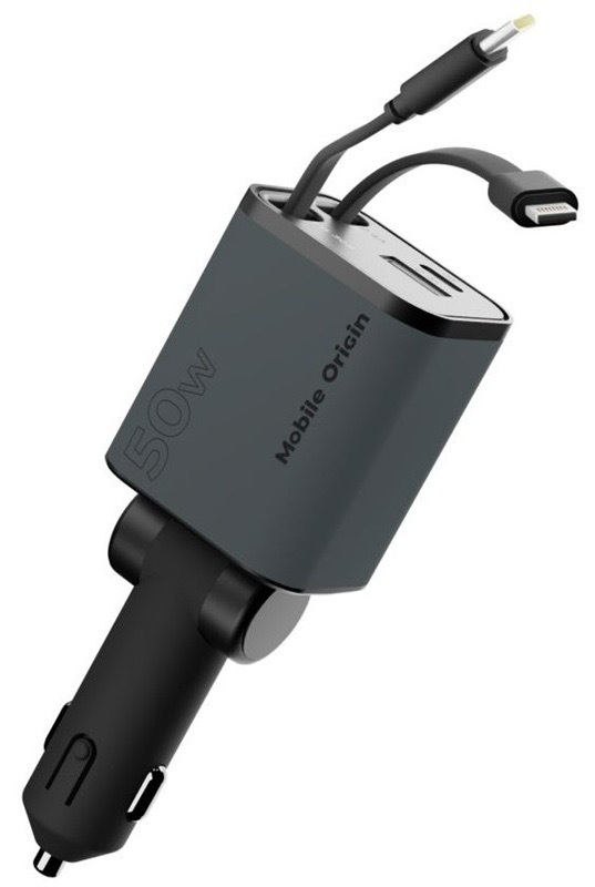 Adaptér do auta Mobile Origin s výkonom 50 W, šedá farba