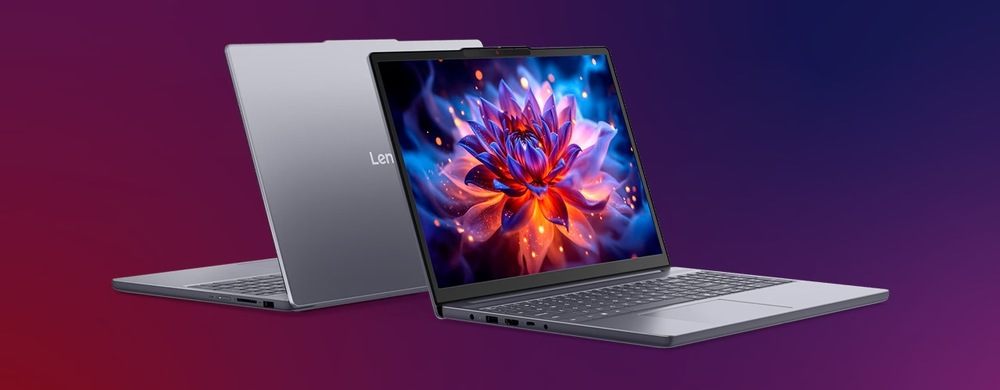 Notebook Lenovo IdeaPad Slim 3 17IWC11 sivý Pohľad spredu a zozadu na notebook Lenovo so skvelým výkonom a ostrým monitorom