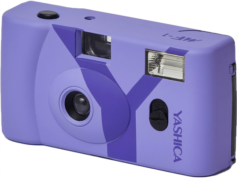 Analógový fotoaparát Yashica MF-1 Snapshot Art Camera vo fialovej farbe