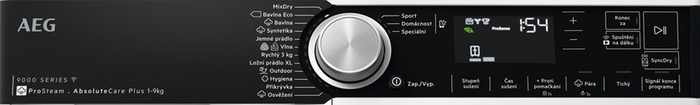 Sušička bielizne AEG AbsoluteCare® Plus 9000 TR959M7SC biela AEG TR959M7SC panel