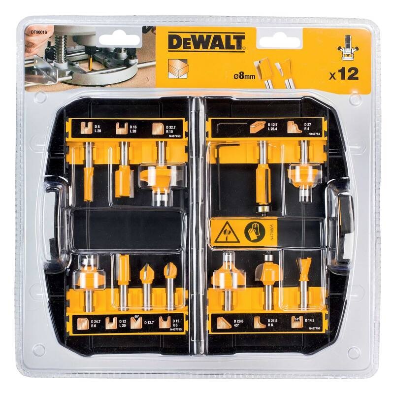 Sada fréz Dewalt DT90016 (12 ks) Súprava fréz Dewalt DT90016-QZ 12 dielov
