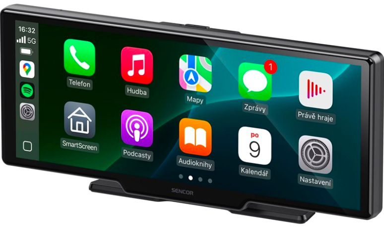 Displej do auta Sencor SCT M1090DBWT s Apple CarPlay a Android Auto, čierne prevedenie