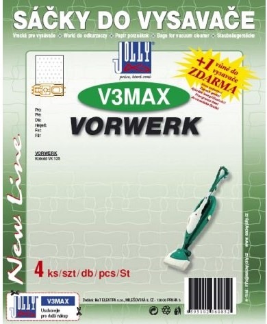Vrecká do vysávača Jolly MAX V 3 do vysáv. Vorwerk VK 135 v počte 4 ks