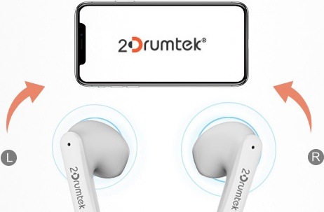 Detail bezdrôtových slúchadiel A4Tech 2Drumtek B20 a smartphone