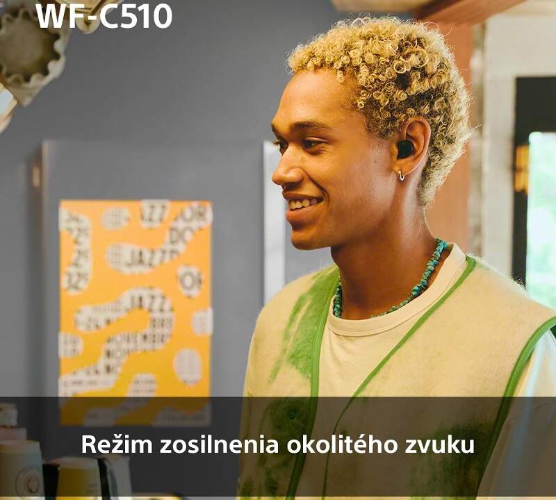 Slúchadlá Sony WF-C510 - žltá, režim zosilnenia okolitého zvuku