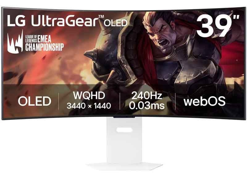 Monitor LG UltraGear 39GX90SA-W v bielej farbe.