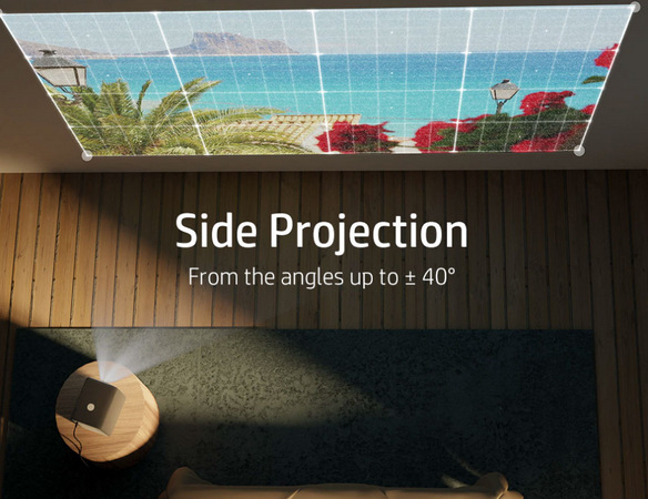 Projektor HP CC500 + skládané plátno 84" a Google 4K AndroidTV sivý/biely Projektor HP CC500 + skládané plátno 84" a Google 4K AndroidTV sivý/biely