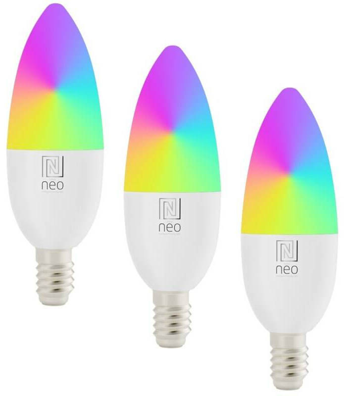 Inteligentná žiarovka IMMAX NEO SMART LED E14 6W RGB+CCT farebná a biela, stmievateľná, WiFi, 3ks