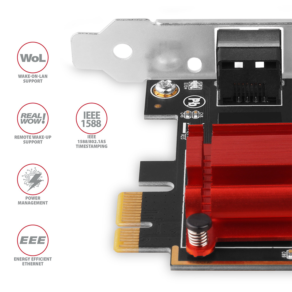 Sieťová karta Axagon PCEE-G25, PCIe sieťová karta - 1x 2.5 Gigabit Ethernet port strieborná