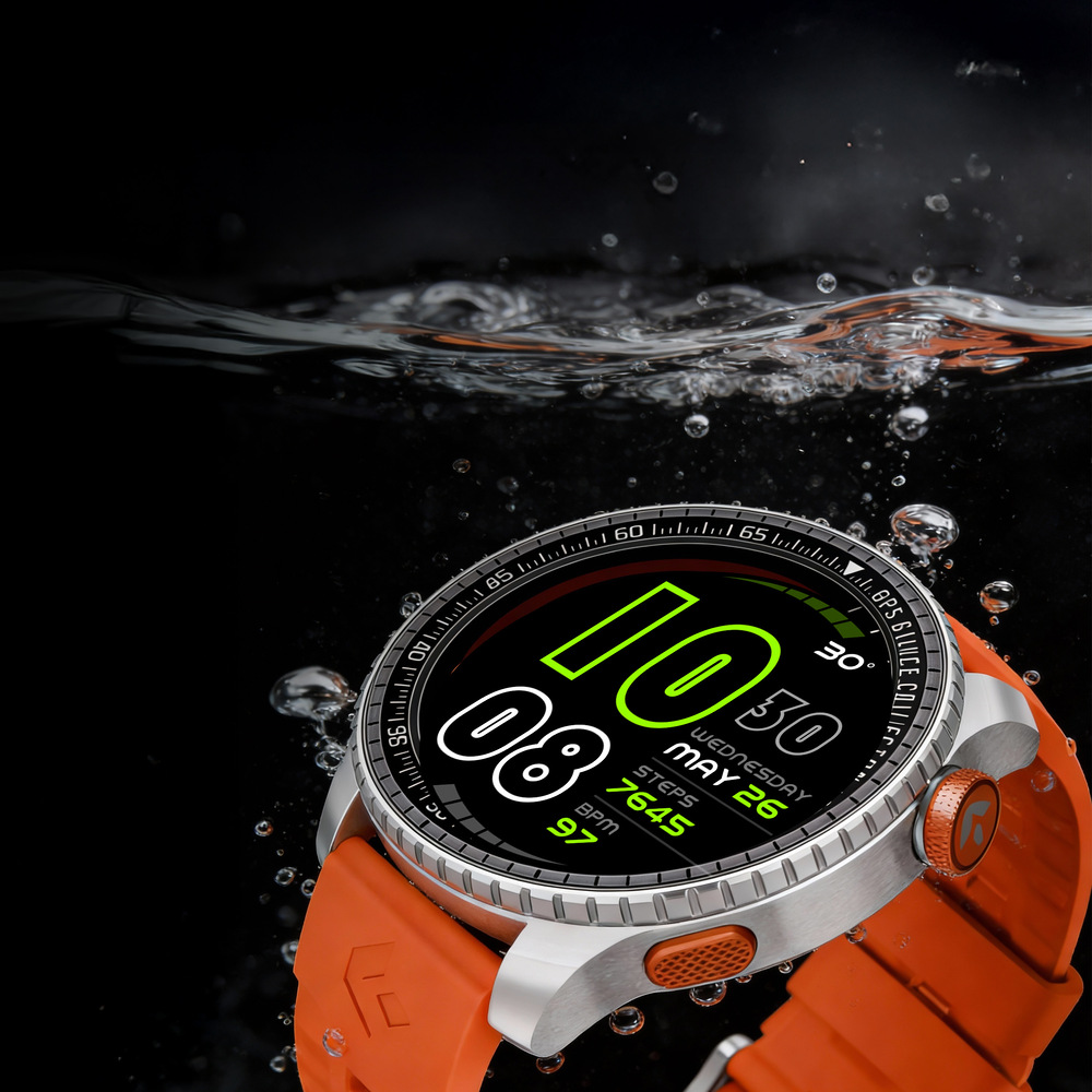 Chytré hodinky Garett Compass GPS – detail ciferníka s výraznými zelenými číslicami