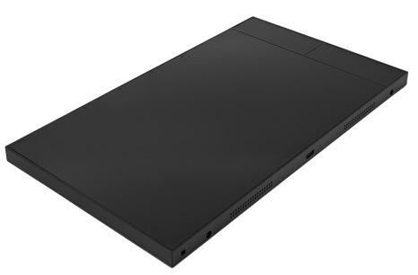 Ovládač Shelly Control Panel 10.1” Shelly Wall Display XL WiFi, Bluetooth čierny Zadná strana inteligentného panelu Shelly Wall Display XL s ventilačnými a pripojovacími prvkami