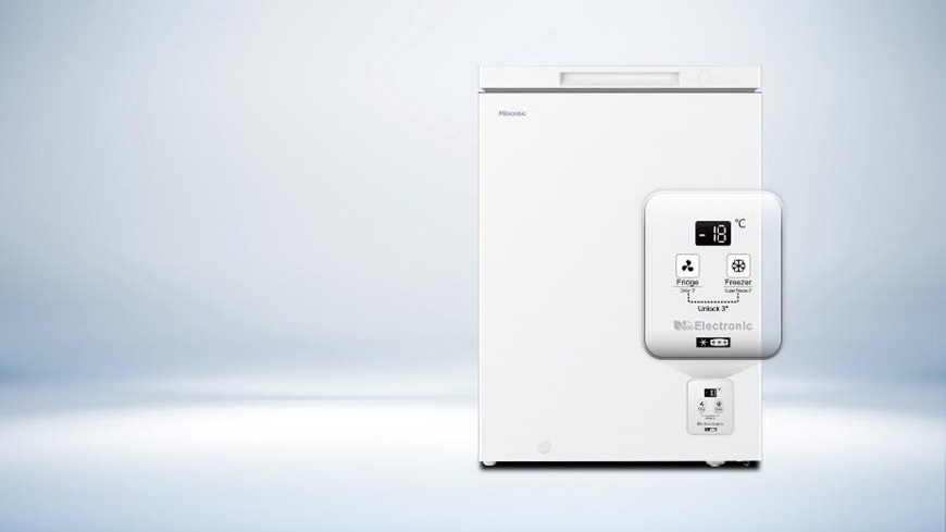 Mraznička Hisense FT282D4AWYLA biela Pultová mraznička Hisense s elektronickým ovládacím panelom.