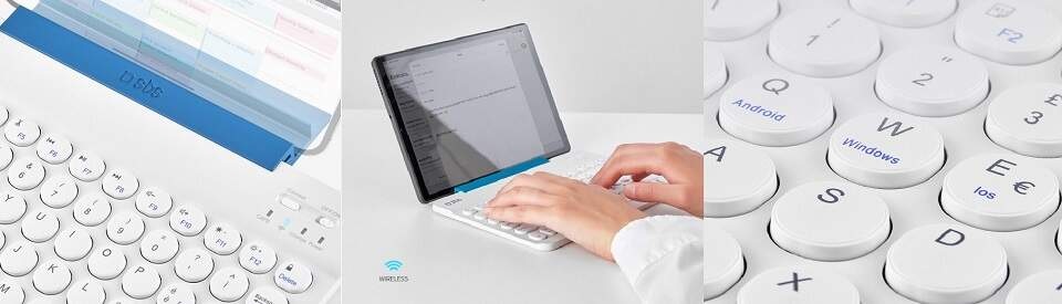 Klávesnica SBS pre tablet, univerzálna, bezdrôtová, US layout biele
