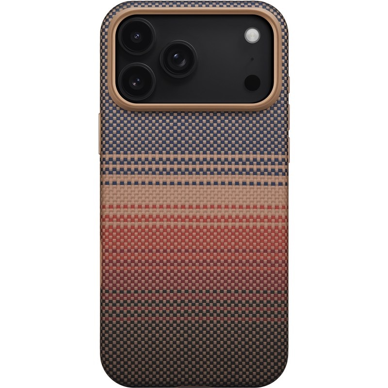 Kryt na mobil Pitaka Aramid UltraGuard Sunset na Apple iPhone 17 Pro Max - hnedý / oranžový