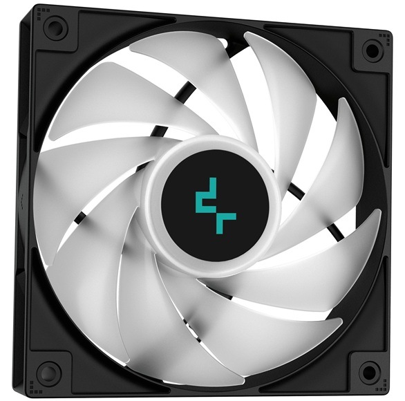 Vodný chladič DeepCool LP360 ARGB čierny Detail obrázku ventilátora.