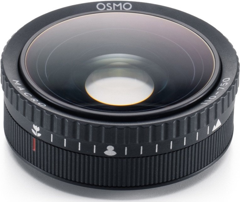 Detail objektívu DJI Osmo Action 6 Macro Lens s intuitívnym ostriacim krúžkom