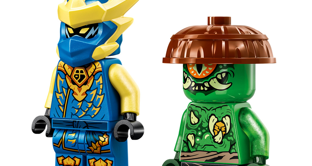 Stavebnica LEGO® NINJAGO® 71853 Jay a boj v dračom robotickom obleku Jay sa postaví zmutovanej príšere a deti si môžu prehrávať scény zo seriálu alebo tvoriť vlastné príbehy.