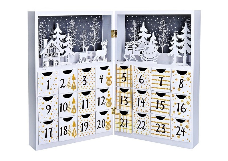 LED dekorácia Solight adventný kalendár, kniha, 8× LED, 40×30 cm, 2× AAA
