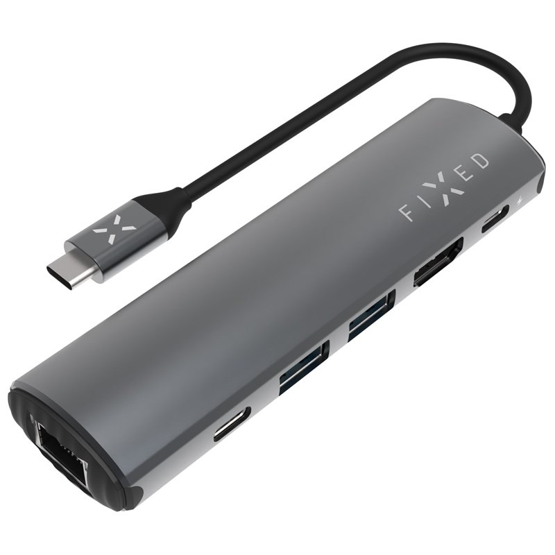 USB Hub FIXED USB-C FIXED HUB Pro, pre notebooky a tablety sivý