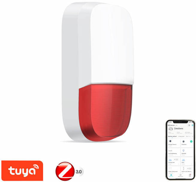 Siréna IMMAX NEO Smart ZigBee 3.0, Tuya biela/červená Siréna IMMAX NEO Smart ZigBee 3.0, Tuya biela/červená